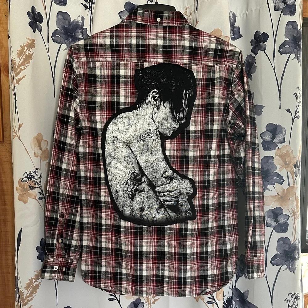 Yungblud upcycled flannel tee made by me - Picture 1 of 6